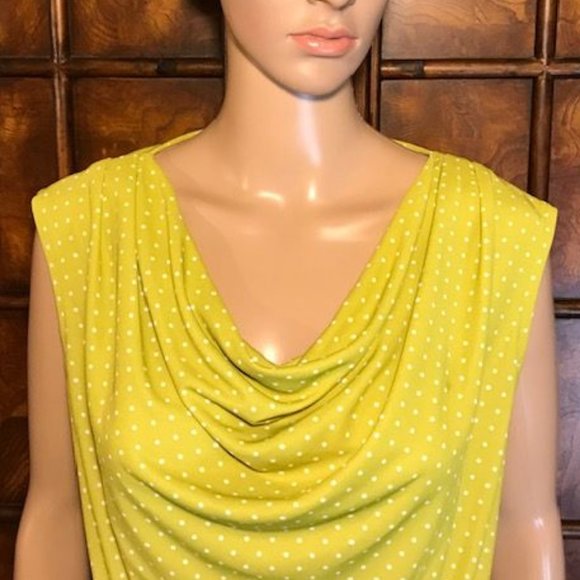 Jones New York Lime Dot Drape Front Sleeveless Top - Picture 5 of 12